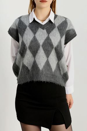 Baklava Desenli Süveter Antrasit - 2409.1765.