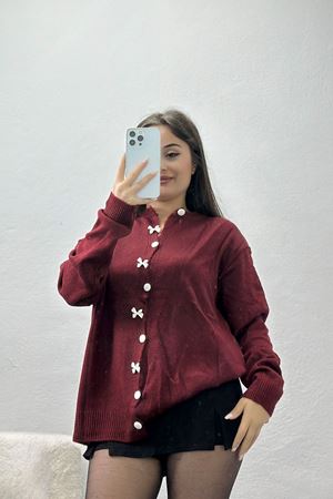 Fiyonklu Hırka Bordo - 2396.1765.