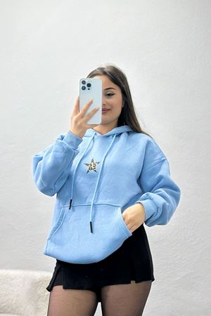 3 İplik Kanguru Cepli Kapşonlu Sweat Bebemavi - 42248.1878.