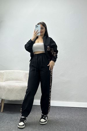 Fermuarlı 2 İplik Eşofman Takımı Siyahleopar - 50745.1005.