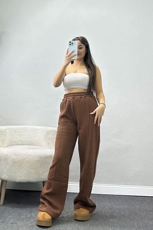 3 İplik Önü Çımalı Eşofman Altı Acıkahve - 42520.1878.