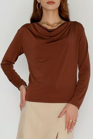 Degaje Yaka Sandy Bluz Açıkkahve - 70688.1949.