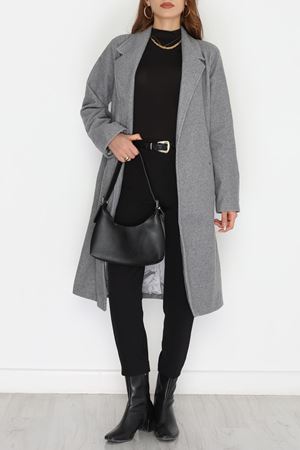 110Cm Astarlı Kaşe Kaban Gri - 90038.1839.