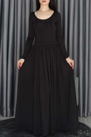 Loch Bel Büzgülü Sırt Fiyonklu Elbise Siyah - 2681.1997.