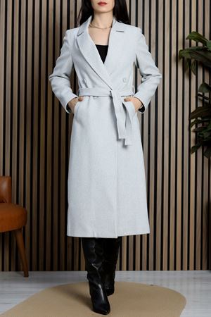 Ressam Kuşaklı Kaşe Kaban Gri - 3120.1322.