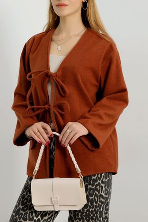 Önü Bağcıklı Kaşe Gömlek Hırka Tarçın - 70995.1775.