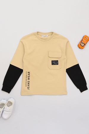 8-12 Yaş Cepli Uzun Kollu Sweatshirt Sütlükahve - 324811.1576.