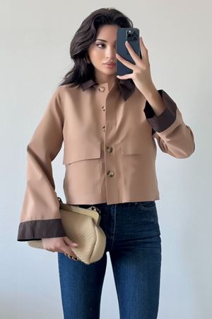 Loch Garnili Süet Trenç Ceket Açıkkahve - 2684.1997.