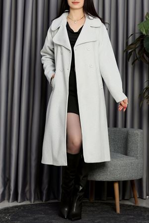 Ressam Kuşaklı Kaşe Kaban Gri - 3207.1322.