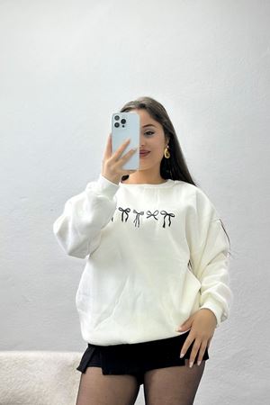 3 İplik Baskılı Sweat Beyazsiyah - 42243.1878.