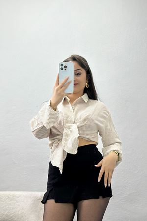 Çizgili Rahat Kalıp Gömlek Vizonçizgili - 90159.1949.