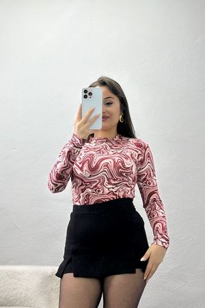 Yarım Balıkçı Yaka Likralı Ring Viskon Body Bordopudra - 90950.1287.