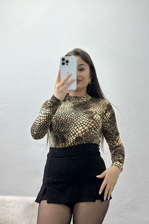 Yarım Balıkçı Yaka Likralı Ring Viskon Body Yılanderisi - 90950.1287.