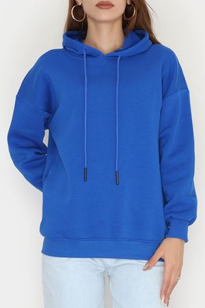 3 İplik Kapşonlu Sweat Mavi - 20074.1878.