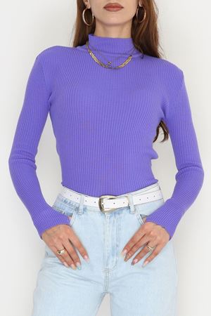 Yarım Balıkçı Parmak Geçmeli Triko Açıkmor - 42030.2052.