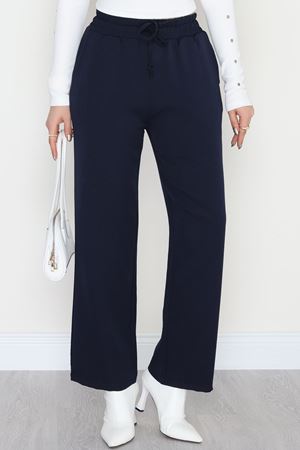 Beli Lastikli Dabıl Palazzo Pantolon Lacivert - 90714.1837.