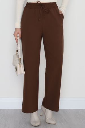 Beli Lastikli Dabıl Palazzo Pantolon Kahve - 90714.1837.