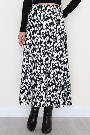 Zra Krep Kloş Etek Beyazsiyah - 50905.1355.