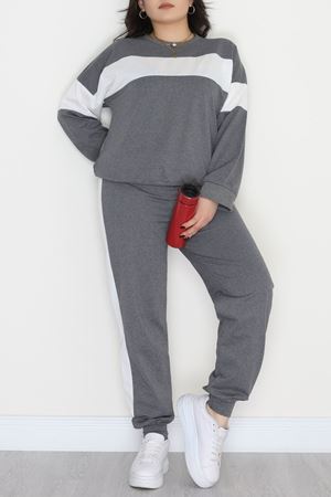 Garnili 2 İplik Büyük Beden Eşofman Takımı Füme - 50783.1857.