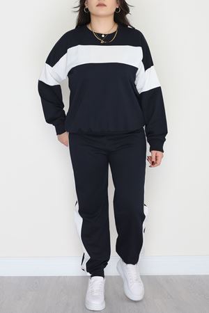 Garnili 2 İplik Büyük Beden Eşofman Takımı Lacivert - 50783.1857.