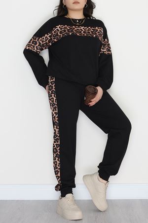 Garnili 2 İplik Büyük Beden Eşofman Takımı Siyah - 50782.1857.