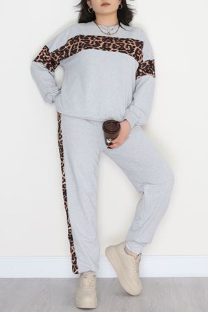 Garnili 2 İplik Büyük Beden Eşofman Takımı Gri - 50782.1857.