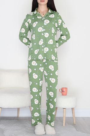 Soft Milan Düğmeli Pijama Takımı Yeşil - 7511.1287.