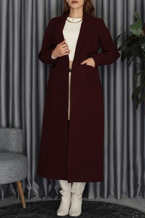 Ressam Kuşaklı Kaşe Kaban Bordo - 3208.1322.