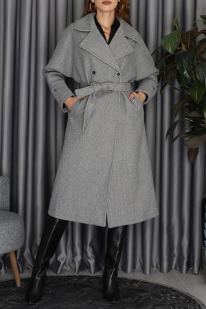 Ressam Kuşaklı Kaşe Kaban Antrasit - 3218.1322.