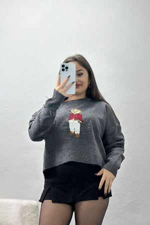 Ayıcık Baskılı Triko Antrasit - 2340.1765.