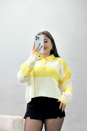 Şardonlu Düğmeli Triko Tereyağsarı - 31066.1766.