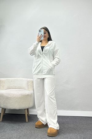 2 İplik Kapşonlu Eşofman Takımı Ekru - 30280.1878.