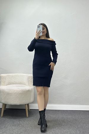 Madonna Yaka Triko Elbise Lacivert - 42546.1765.