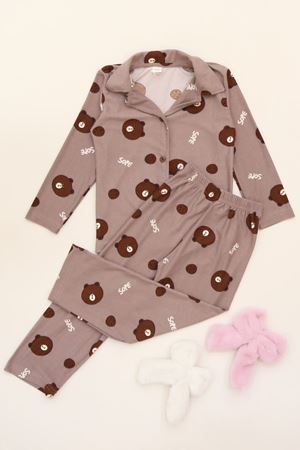 3-14 Yaş Baskılı Süet Çocuk Takım Kahveayı - 480.1287.