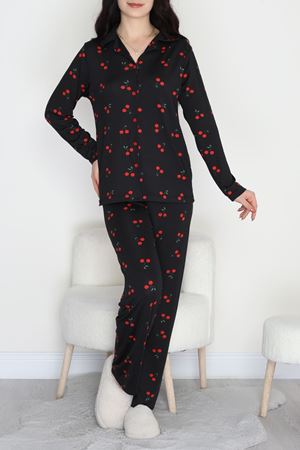 Soft Milan Düğmeli Pijama Takımı Siyahkiraz - 7511.1287.