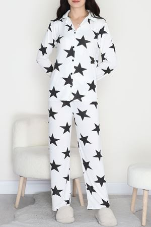 Soft Milan Düğmeli Pijama Takımı Siyahyıldız - 7511.1287.
