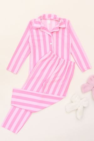 3-14 Yaş Baskılı Süet Çocuk Takım Pembeçizgili - 480.1287.