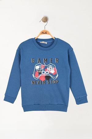 6-9 Yaş 3 İp Şardonlu Sweatshirt Mavi - 2264219.1576.