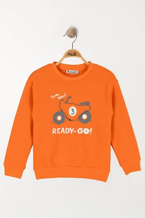 6-9 Yaş Baskılı 3 İp Şardonlu Sweatshirt Turuncu - 2264189.1576.
