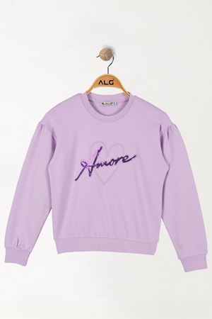 Amore Baskılı 10-13 Yaş Sweatshirt Lila - 7264166.1576.