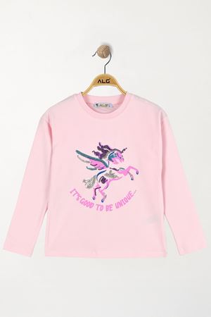 Nakışlı 6-9 Yaş Sweatshirt Açıkpembe - 6264181.1576.