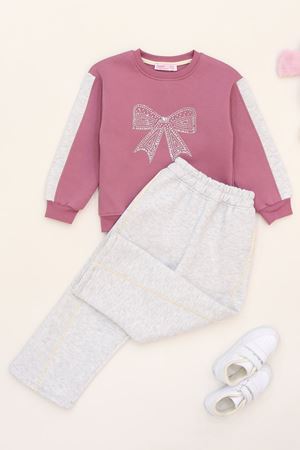 5-12 Yaş 3 İplik Şardonlu Taşlı Takım Gri - 60330.1867.