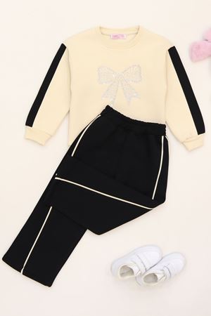 5-12 Yaş 3 İplik Şardonlu Taşlı Takım Siyah - 60330.1867.