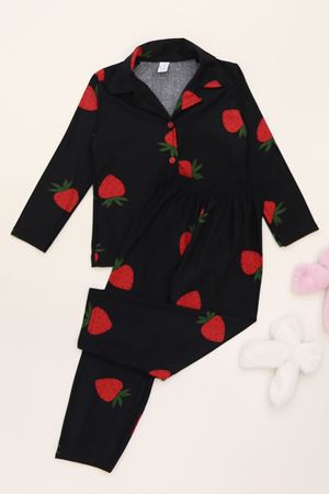 3-14 Yaş Baskılı Süet Çocuk Takım Siyahçilek - 480.1287.