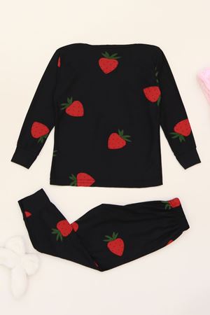 3-14 Yaş Süet Manşetli Alt Üst Aynı Takım Siyahçilek - 410.1287.