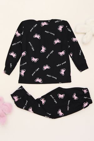 3-14 Yaş Süet Manşetli Alt Üst Aynı Takım Siyahkurdele - 410.1287.