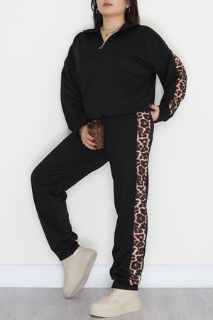 Fermuarlı 2 İplik Büyük Beden Eşofman Takımı Siyah - 50786.1857.