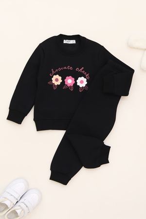 3-7 Yaş 3 İplik Şardonlu İkili Takım Siyah - 50935.1867.
