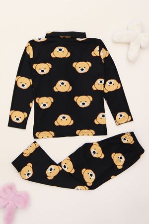 3-14 Yaş Baskılı Süet Çocuk Takım Siyahayı - 480.1287.