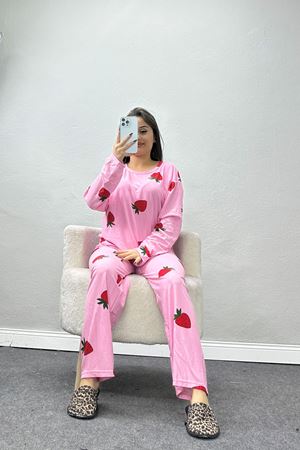 Süet Alt Üst Aynı Pijama Takımı Pembe - 118.1287.